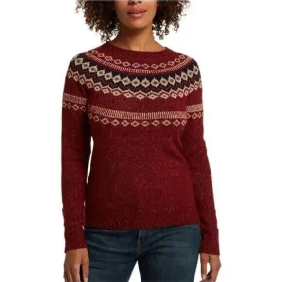 Weatherproof Vintage Maroon Nordic Fairisle Pattern Sweater XXL Crewneck - Picture 1 of 12